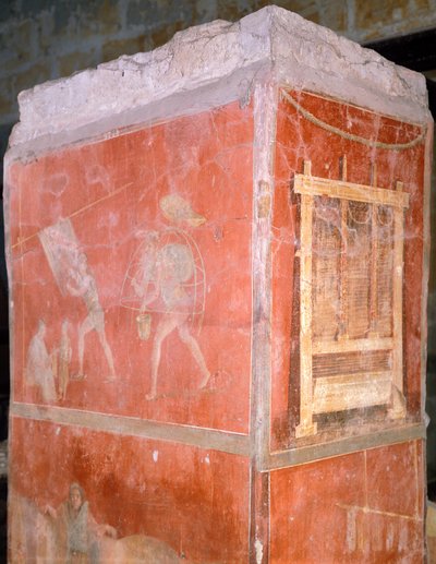 Italien, Neapel, Museo Archeologico Nazionale, Färgare, målning från House of Fullonica i Pompeji (UNESCO:s världsarvslista av Roman