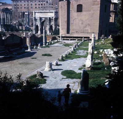 Placeringen av basilikan Aemilia i Forum Romanum byggdes för första gången 179 f.Kr. och restaurerades många gånger tack vare familjen Emilia. Rom av Roman