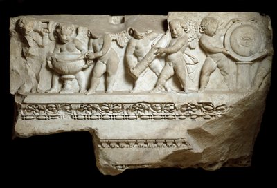 Kärlek att bära guden Mars armar, 2:a århundradet (marmorrelief) av Roman