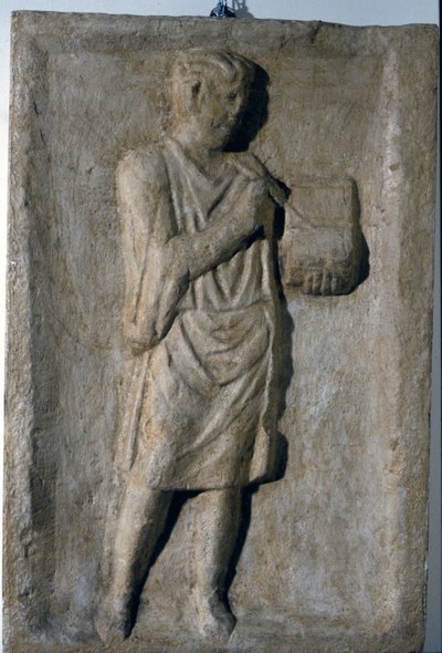 Låg romersk relief från 300-talet e.Kr. En författare. av Roman