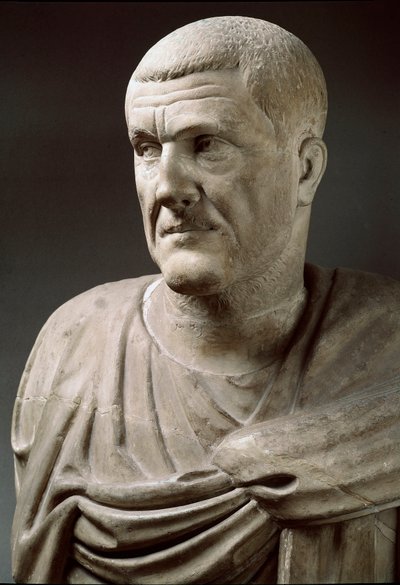 Marmorstaty av kejsar Maximinus Thrax (173-238) - Rom, Musei Capitolini - Byst av kejsar Maximinus Thrax - Marmorskulptur - Rom, Musei Capitolini av Roman