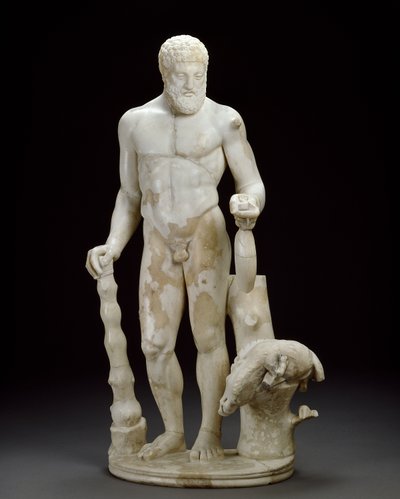 Marmorstatyett av Herkules och den erymantiska galten (marmor) av Roman