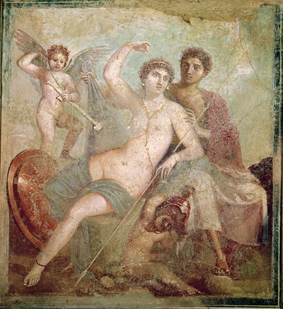 Mars och Venus från huset Mars och Venus (Casa de Marte e Venere) Pompeji (väggmålning) av Roman