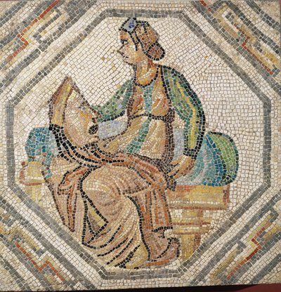 Melpomene, tragedins musa, från en villa i Augusta Treverorum (mosaik) av Roman