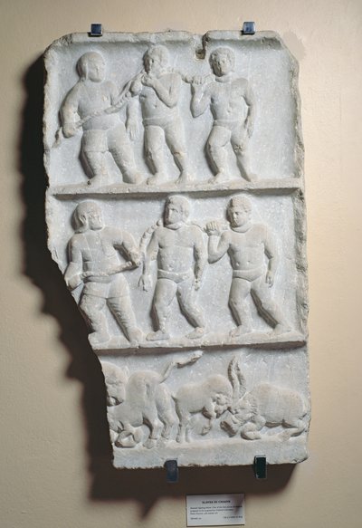 Män i kedjor, relief hittades vid Smyrna (marmor) av Roman