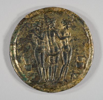 Spegel med representation av de tre gracerna, 2:a århundradet (silver, förgylld brons) av Roman