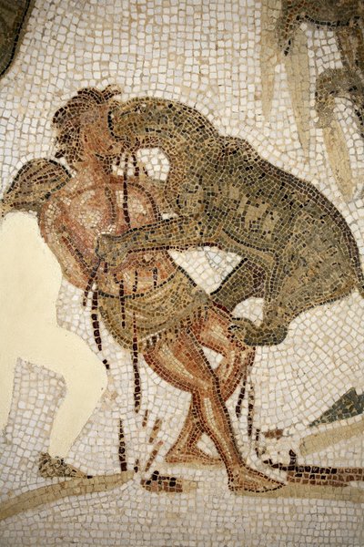 Mosaik som illustrerar tortyren av en dömd (mosaik) av Roman