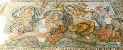 Nereides och Bythos, Aions hus, Pafos, Cypern (mosaik) av Roman
