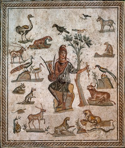 Orpheus omgiven av djur, 2:a århundradet av Roman