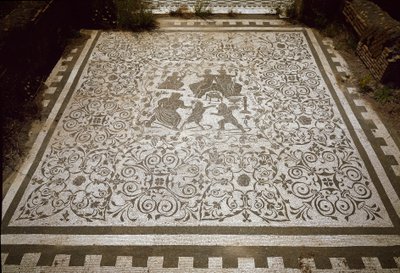 Trottoarmosaik av huset Dionysos och Ariane, 2:a århundradet (fotografi) av Roman
