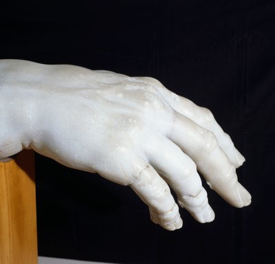 Polyphemus högra hand, fragment av Polyphemus Group, eller Ulysses som förblindar Polyphemus, marmorskulptur av Agesander, Athenodorus och Polydorus, kopia av original från den hellenistiska perioden, romersk civilisation av Roman