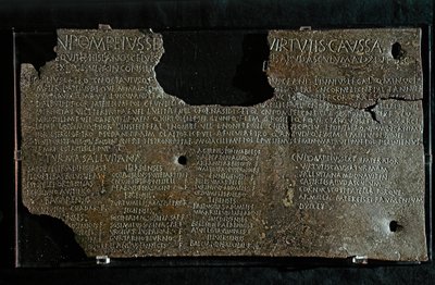 ROMERSK KONST: Dekret av Pompeius Strabone Gneo, 98-90 f.Kr. av Roman