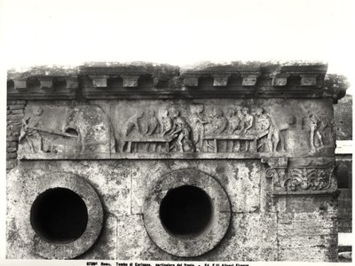 Relief från frisen som skildrar brödtillverkningsprocessen, ca 30 f.Kr. (detalj) av Roman