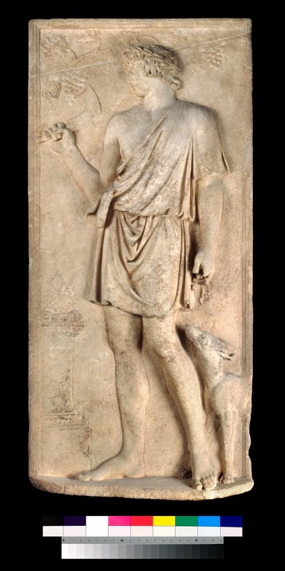 Relief av Antinous som Dionysos eller Silvanus, skörd av druvor av Roman