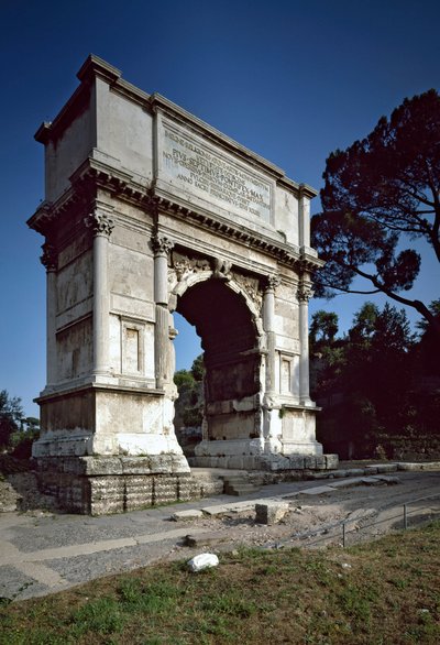 Romersk konst: Titusbågen (Tito) erige år 81 e.Kr. Rom, Italien av Roman