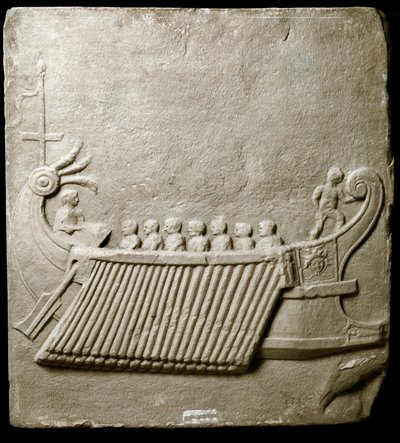 Romersk konst: Romersk trirem - Fragment av marmorfris från Pozzuoli (Pozzuoli) av Roman