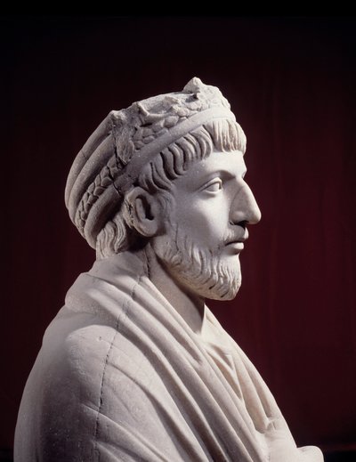 Romersk grekisk konst: Skulptur av den romerske kejsaren Julien ler apostate (331 - 363) (300-talet ap. JC) Paris, Musée du Louvren av Roman