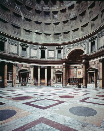romersk konst. Utsikt över det inre av Pantheon, byggt på Marcus Vipsanius Agrippas tid av Roman