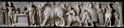 Romersk konst: Domitius Ahenobarbus altare. 100 f.Kr. Scen för offer till guden Mars. relief på marmor. Sön 2.05 m. Paris, Louvren av Roman