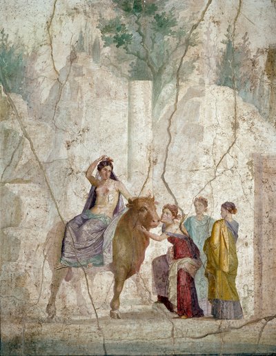 Romersk konst: kidnappningen av Europa. Fresk från Pompeji. Början av 1:a århundradet e.Kr. (fresk) av Roman