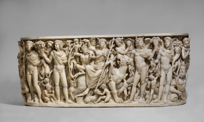 Sarkofag med Dionysos triumf och årstiderna, ca. 260-20 e.Kr. (marmor) av Roman