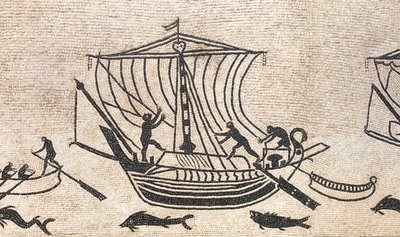 Fartyg som närmar sig en hamn, detalj av en mosaik, 2:a århundradet e.Kr av Roman