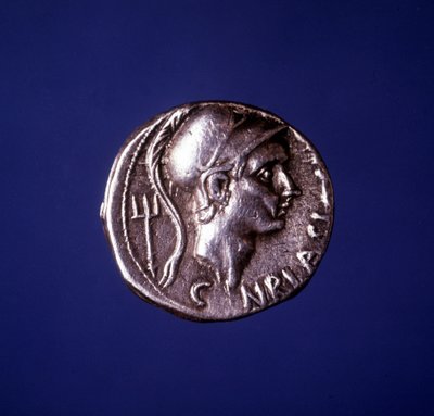 Silvermynt med bilden av Scipio den afrikanske (235 f.Kr. - 183 f.Kr.). av Roman