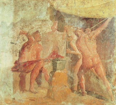 Vulkanens smedja, från hus VII, Pompeji, ca 50-79 e.Kr. av Roman