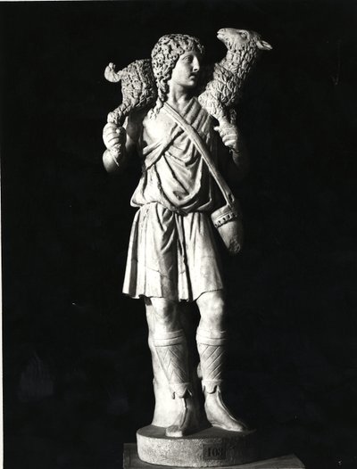 Den gode herden, tidig kristen period (marmor) (s/v foto) av Roman