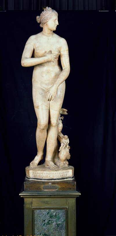 Medici Venus, kopia av det hellenistiska originalet av Praxiteles (c.370-330 f.Kr.) (marmor) av Roman