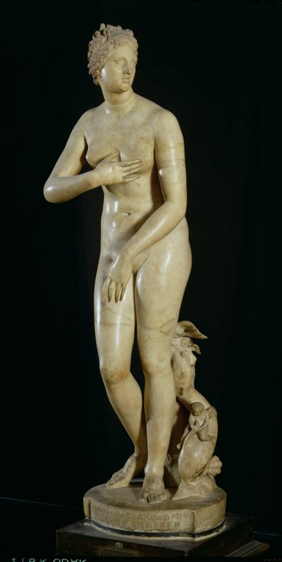 Medici Venus, kopia av det hellenistiska originalet av Praxiteles (c.370-330 f.Kr.) (marmor) av Roman