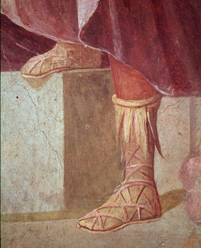 Agamemnons fötter, i Iphigenia-offret (fresk av Roman