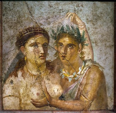 Satyren och menaden - Satyr och maenad - Pompei - Casa di Cecilio Giocondo - Satir och menad - Cabinetto segreto av Roman