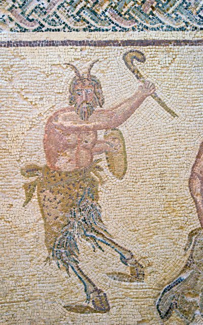 Dionysos triumf, detalj av Pan, Dionysos hus, Paphos, mosaik på Cypern. av Roman