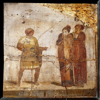 Teaterscen. Fresk från platsen för Pompeji av Roman
