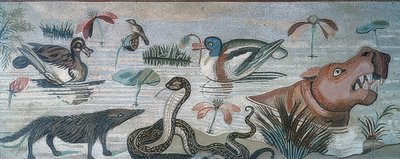 Djur i Nilen, från Faunens hus (Casa del Fauno), Pompeji av Roman