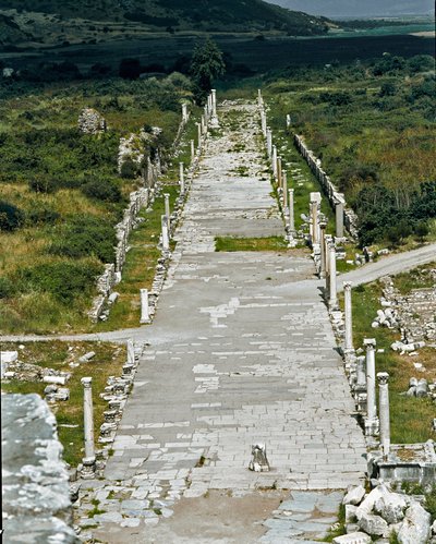 Utsikt över Port Way (eller Arcadian Way) som förbinder hamnen med teatern, 2:a århundradet av Roman