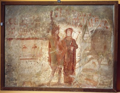 Verkstadsskylt och valmeddelanden, Pompeji, Italien 70-79 AD (fresk) av Roman