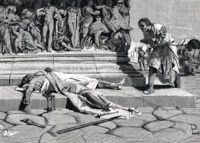 liket av Publius Clodius Pulcher (92-52 f.Kr.) hittat på via appia a Rom (gravyr) av Roman
