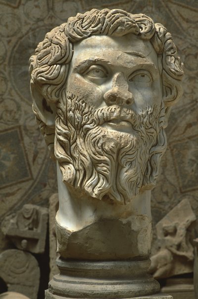 Byst av Septimus Severus (145-211), Högkejsarperioden (27 f.Kr.-395 e.Kr.) (marmor) av Roman Imperial Period