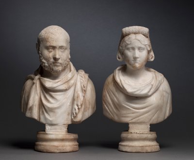 Porträttbyst av en aristokratisk man och porträttbyst av en aristokratisk kvinna, 280-290 av Roman Imperial Period