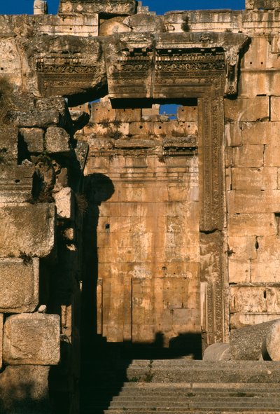 Bacchus tempel, detalj, höga kejsarperioden (27 f.Kr.-395 e.Kr.) av Roman Imperial Period