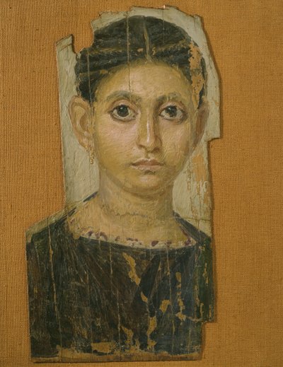 Kvinnoporträtt av mamma, från Fayum, sent 300-talet e.Kr. (enkaustiskt vax på målat trä) av Roman Period Egyptian