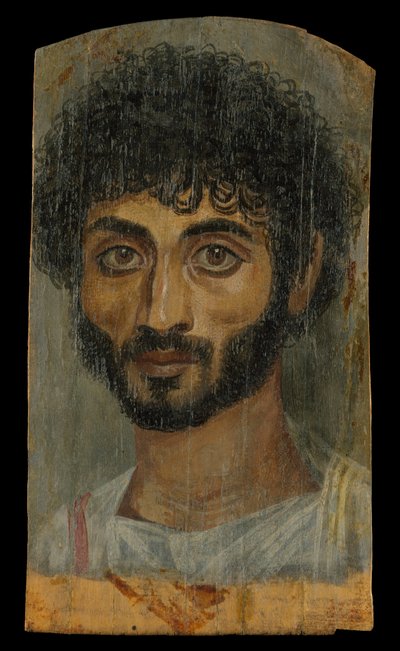 Porträtt av en tunn, skäggig man, 160-180 e.Kr. (enkaustisk, limewood) av Roman Period Egyptian