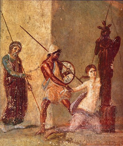 Ajax the Lesser drar Cassandra bort från Xoanon, 1st H. 1st cen. AD av Roman Pompeian wall painting