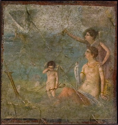 Ariadne och Theseus , 1:a H. 1:a århundradet. AD. av Roman Pompeian wall painting.
