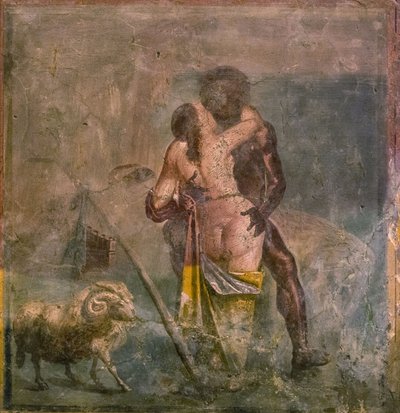 Galatea och Polyphemus, 1:a århundradet. av Roman Pompeian wall painting.