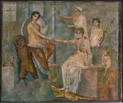 Jupiter och Io, 1:a H. 1:a århundradet. AD. av Roman Pompeian wall painting.