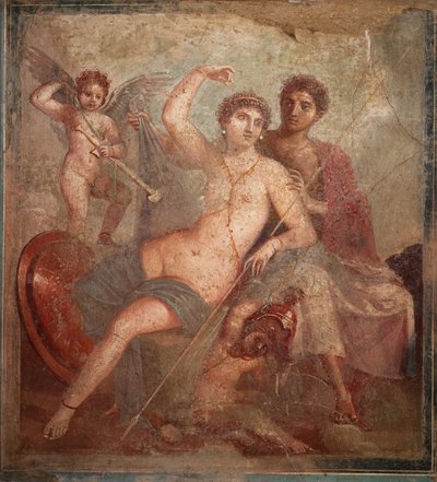 Mars och Venus, 1:a H. 1:a århundradet. AD. av Roman Pompeian wall painting.