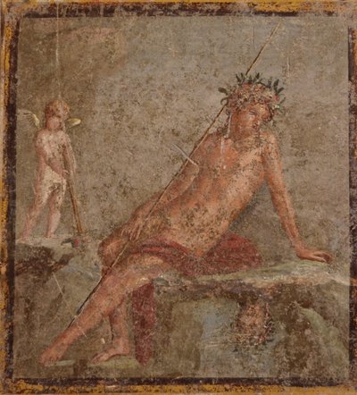 Narcissus, 1:a H. 1:a århundradet. AD. av Roman Pompeian wall painting.